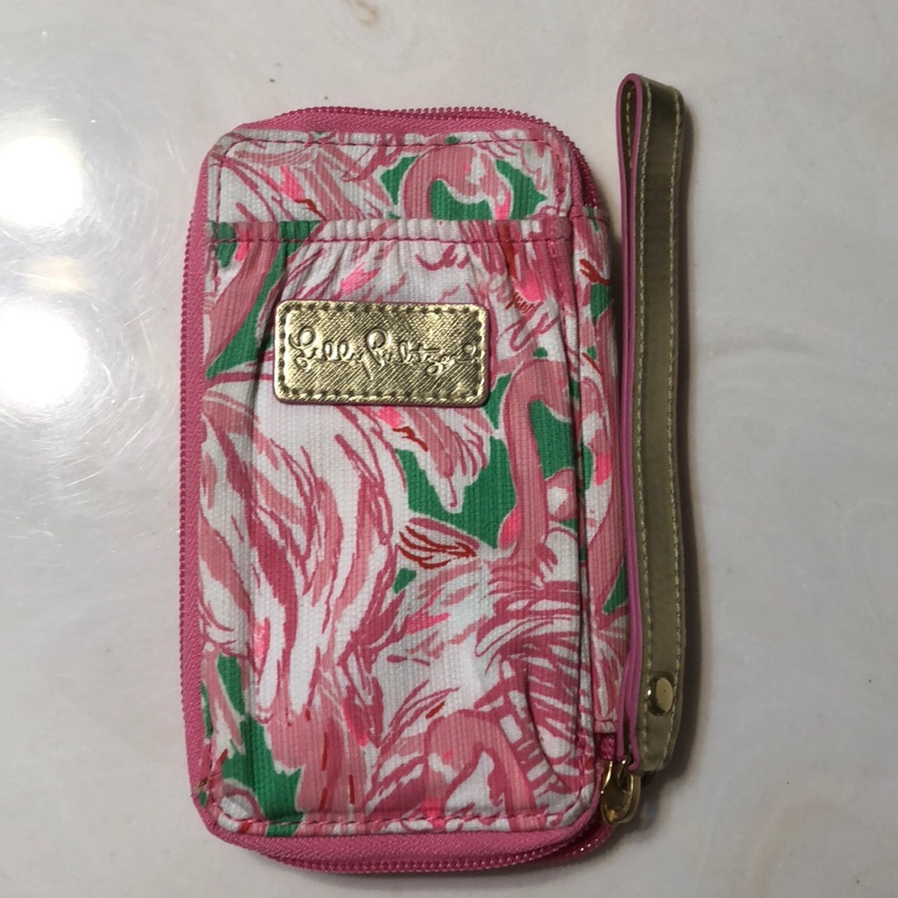 Lilly Pulitzer flamingo wristlet